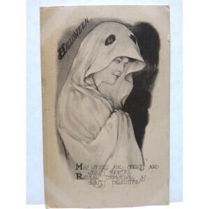 Halloween Postcard May L Farini Gothic Women In Cape Ghost Costume Spooks 1911